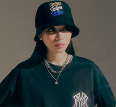 [SALE] Mũ MLB Bucket Logomania LA Dodgers Black - Mũ vành tròn màu đen