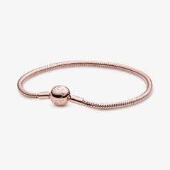 Pandora Moments Snake Chain Bracelet (Round Clasp, Rose-gold 14k plated) - Vòng/lắc tay hỗn hợp kim loại mạ vàng hồng 14k, khoá tròn, dáng mềm