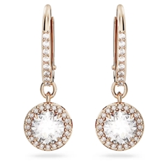 SWAROVSKI Una Angelic drop earrings (Round cut, Pavé, White, Rose gold-tone ) - Khuyên tai, pha lê tròn, màu vàng hồng - JEWERY