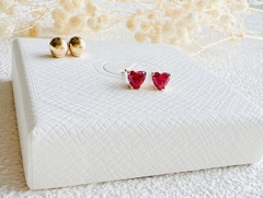 SWAROVSKI Stilla drop earrings (Heart, Red, Gold-tone plated) - Khuyên tai hình tim đỏ hồng - SWAROVSKI - JEWELRY