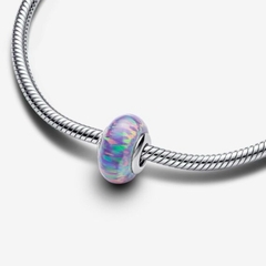 PANDORA Opalescent Purple Charm (Silver Sterling, Opal Lap-created) - Hạt trang trí vòng tay hình tròn, tone tím, bạc 925 - JEWELRY