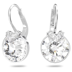 SWAROVSKI Bella V drop earrings (Round cut, White, Rhodium plated) - Khuyên tai tròn, pha lê trắng - JEWERY