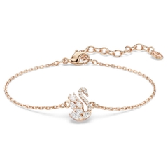SWAROVSKI Swan bracelet (Mixed cuts, Swan, White, 18K rose gold finish) - Vòng/lắc tay, pha lê trắng, thiên nga - JEWELRY BRACELET
