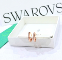 SWAROVSKI Matrix hoop earrings (Round cut, White, Rose gold-tone plated) - Khuyên tai, vòng tròn đính pha lê - JEWERY