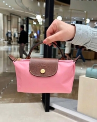 MINI SIZE - TÚI LONGCHAMP LE PLIAGE ORIGINAL POUCH WITH HANDLE - MARSHMALLOW - Recycled Canvas - Túi xách màu hồng kẹo