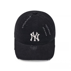 MLB Damage washed denim unstructured ball cap New York Yankees BLACK denim - Mũ lưỡi trai, nón kết màu đen jeans
