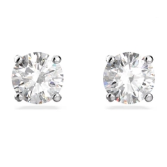 SWAROVSKI Stilla Attract stud earrings 0,5cm (Round cut, White, Rhodium plated) - Khuyên tai nam/nữ, pha lê trắng, hạt tròn - JEWERY