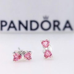 PANDORA Sparkling Pink Bow Stud Earrings (Sterling Silver, Zirconia) - Khuyên tai hình nơ, bạc 925, đính đá CZ hồng - Jewelry