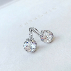 CHÍNH HÃNG - SWAROVSKI Bella V drop earrings (Round cut, White, Rhodium plated) - Khuyên tai, đính pha lê trắng - JEWERY