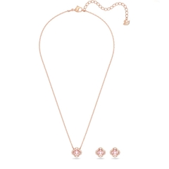 SWAROVSKI Una set (Mixed cuts, Clover, Pink, Rose gold-tone plated) - EARRINGS & NECKLACE - Khuyên tai + dây cổ - JEWELRY