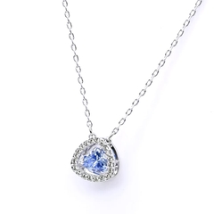 SWAROVSKI Una necklace (Trilliant cut, Blue, Rhodium plated) - Dây cổ, dây chuyền, pha lê xanh chuyển động - JEWELRY NECKLACE