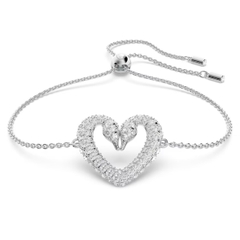 SWAROVSKI Una bracelet (Heart, Medium, White, Rhodium plated) - Vòng/lắc tay hình tim trắng - SWAROVSKI - JEWELRY