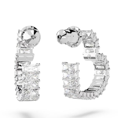SWAROVSKI Matrix hoop earrings (Heart, Small, White, Rhodium plated) - KHUYÊN TAI HÌNH TRÁI TIM - SWAROVSKI - JEWELRY