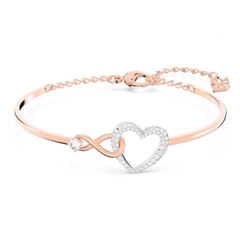 SWAROVSKI Hyperbola bangle (Infinity and heart, White, Mixed metal finish) - Vòng, lắc tay hình tim vô cực vĩnh cửu - JEWELRY BRACELET
