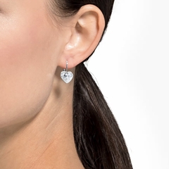 SWAROVSKI Bella drop earrings (Heart, White, Rhodium plated) - Khuyên tai, pha lê trắng, hình trái tim - JEWERY