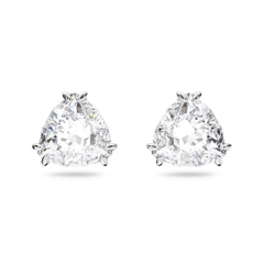 SWAROVSKI Matrix stud earrings (Trilliant cut, White, Rhodium plated) - Khuyên tai pha lê trắng - JEWERY