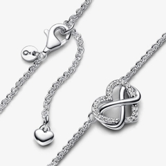 PANDORA Infinity Heart necklace (Sterling, White Zirconia) - Dây cổ, chuyền bạc 925, đá CZ trắng, hình trái tim vô cực - JEWELRY NECKLACE