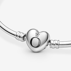 Pandora Moments Heart Clasp Bangle - Vòng/lắc tay bạc, khoá tim, dáng cứng - JEWELRY BRACELET