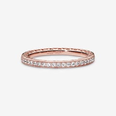 PANDORA Sparkle & Hearts Ring (14K Rose-gold plated) - Nhẫn kiểu đơn giản phối trái tim, hợp kim mạ vàng hồng 14k - JEWELRY