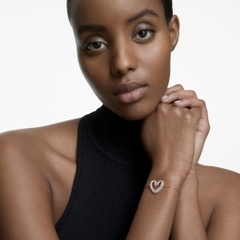 SWAROVSKI Una bracelet (Heart, Medium, White, Rose gold-tone plated) - Vòng/lắc tay hình tim, màu hồng vàng - SWAROVSKI - JEWELRY