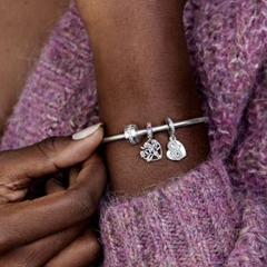 PANDORA Clear Sparkling Row Clip Charm (Silver Sterling, Zircona) - Hạt trang trí vòng tay hình tròn, chốt bấm chặn, bạc 925, CZ trắng - JEWELRY