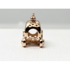 PANDORA Charm Crown O Carriage (Rose-gold 14k plated, Clear Zircona) - Hạt trang trí vòng tay hình cổ xe bí vương miệng, hợp kim mạ vàng hồng 14k, đá CZ trắng