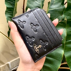 CHÍNH HÃNG - VIVIENNE WESTWOOD EMBOSSED SATURN CARD HOLDER BLACK - Ví đựng thẻ, màu đen