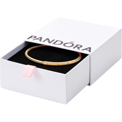 Pandora Signature I-D bangle (Silver Sterling / 14k Rose-gold plated / 14k gold plated) - Vòng/lắc tay bạc 925 / hỗn hợp kim loại mạ vàng - vàng hồng 14k, dáng cứng - JEWELRY