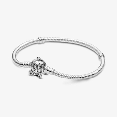 PANDORA Disney Cinderella Pumpkin Coach Clasp Moments Bracelet (Silver Strerling, Clear Zirconia) - Vòng/lắc tay bạc 925, khoá cổ xe bí, dáng mềm