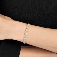 SWAROVSKI Una Angelic Tennis bracelet (Round cut, Pavé, Medium, White, Gold-tone plated) - Vòng/lắc tay pha lê trắng, dây vàng - JEWELRY