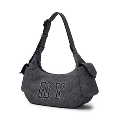 Túi MLB Basic Mega Logo Denim Cargo crossbody / shoulder Bag New York Yankees NY Grey - Túi xách, đeo vai, màu xám denim