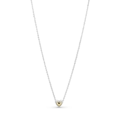 PANDORA Domed Golden Heart Collier Necklace (Sterling Silver, 14k Gold plated) - Dây chuyền/ cổ bạc 925, trái tim mạ vàng 14k - JEWELRY