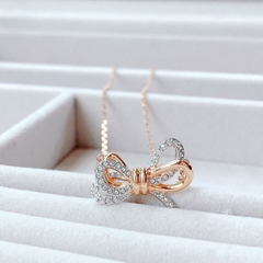 SWAROVSKI Lifelong Bow pendant (White, Mixed metal finish) - Dây cổ, dây chuyền hình nơ - JEWELRY NECKLACE
