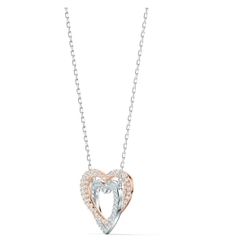 SWAROVSKI Hyperbola necklace (Heart, White, Mixed metal finish) - Dây cổ, dây chuyền hình trái tim đôi - JEWELRY NECKLACE