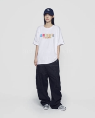 ÁO ADLV CRAYON DRAWING WHITR T-SHIRT - Áo thun cổ tròn tay lỡ, màu trắng