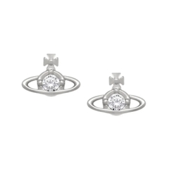 CHÍNH HÃNG - VIVIENNE WESTWOOD Nano Solitaire (Silver-shade) Earrings - Khuyên/hoa tai đá pha lê - JEWELRY