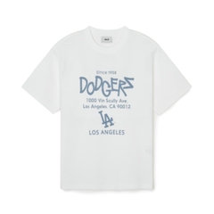 Áo MLB Street Lettering Overfit T-shirt LA Dodgers White - Áo thun cổ tròn tay lỡ màu trắng