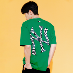 Áo Phông MLB Checkerboard Clipping Logo NY Tshirt