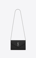 TÚI YSL WOC BLACK LOGO SILVER