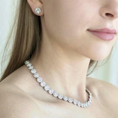 SWAROVSKI Una Angelic Tennis necklace (Round cut, White, Rhodium plated) - Dây cổ, dây chuyền pha lê trắng - JEWELRY NECKLACE