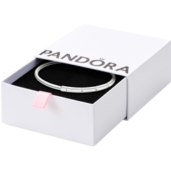 Pandora Signature I-D bangle (Silver Sterling / 14k Rose-gold plated / 14k gold plated) - Vòng/lắc tay bạc 925 / hỗn hợp kim loại mạ vàng - vàng hồng 14k, dáng cứng - JEWELRY