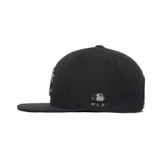 MŨ MLB LOGO NY SILVER BLACK SNAPBACK