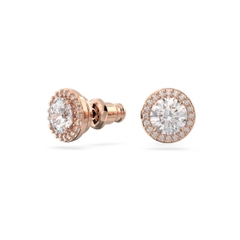 SWAROVSKI Una Angelic stud earrings (Round cut, Pavé, White, Rose gold-tone) - Khuyên tai, pha lê trắng - JEWERY