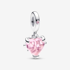 PANDORA Pink Family Tree & Heart Dangle Charm (Silver Sterling, Zirconia) - Hạt trang trí vòng tay hình trái tim, bạc 925, đá CZ hồng