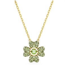 SWAROVSKI Idyllia pendant (Clover, Green, Gold-tone plated) - Dây cổ, dây chuyền lá, pha lê xanh - JEWELRY NECKLACE