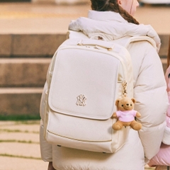 MLB DIA MONOGAM EMBOSSED SCHOOLBAG WHITE SET (BACKPACK + TOTE CROSSBODY BAG) (SET GỒM BALO + TÚI XÁCH ĐI KÈM)