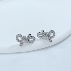 SWAROVSKI Lifelong Bow earrings (Bow, White, Rhodium plated) - Khuyên tai hình nơ trắng - JEWELRY