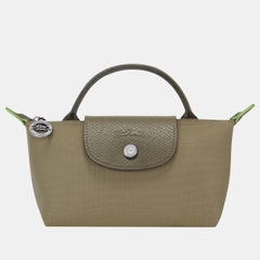 MINI SIZE - TÚI LONGCHAMP LE PLIAGE GREEN POUCH WITH HANDLE - ARTICHOKE - Túi xách màu xanh xám