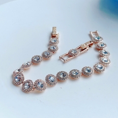SWAROVSKI Una Angelic Tennis bracelet (Round cut, Pavé, Medium, White, rose gold-tone plated) - Vòng/lắc tay pha lê trắng, dây vàng hồng - JEWELRY
