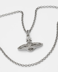 VIVIENNE WESTWOOD Mini Bas Relief Orb Pendant Necklace - Dây cổ/chuyền hình quả cầu hai chiều, phối đá CZ trắng - JEWELRY NECKLACE